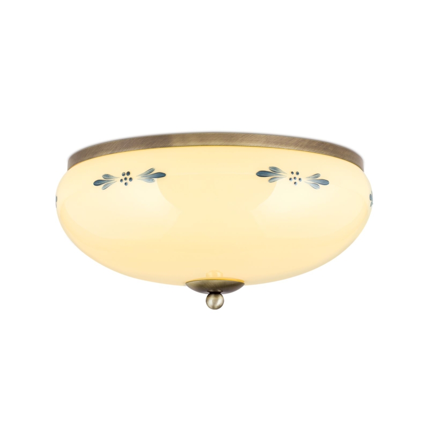 Φωτιστικό οροφής LANDHAUS 3xE27/60W/230V διάμ. 35 cm μπρονζέ/μπεζ/μπλε