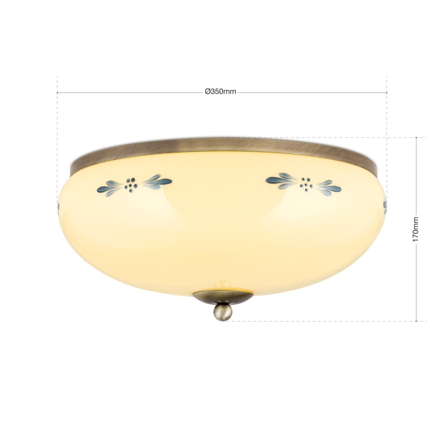 Φωτιστικό οροφής LANDHAUS 3xE27/60W/230V διάμ. 35 cm μπρονζέ/μπεζ/μπλε
