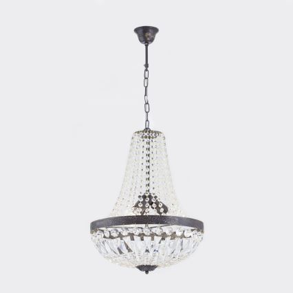 Κρυστάλλινο πολύφωτο με αλυσίδα ARILA 3xE27/60W/230V διάμετρος 40 cm καφέ/πατίνα