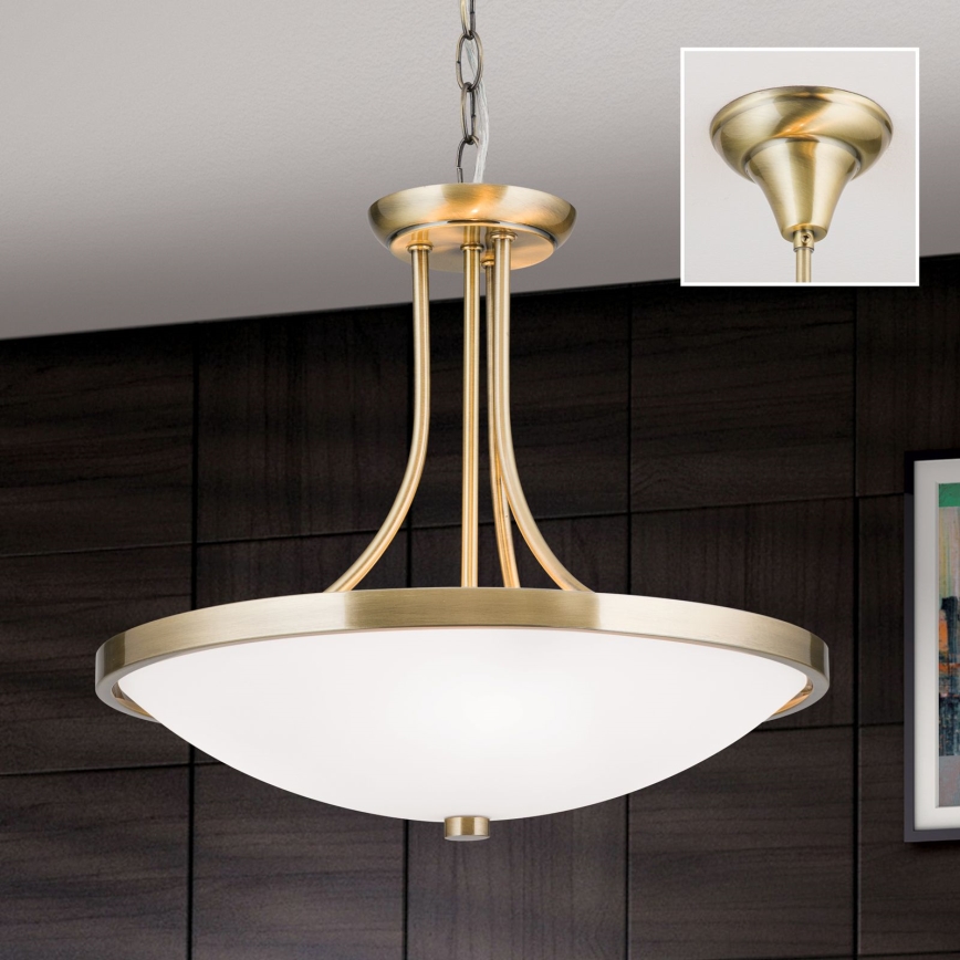 Κρεμαστό φωτιστικό οροφής AIDA 3xE27/60W/230V διάμετρος 39,5 cm ορείχαλκος