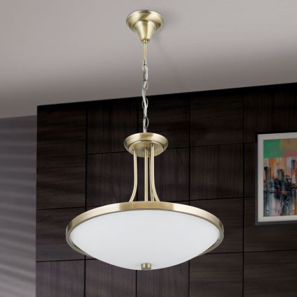 Κρεμαστό φωτιστικό οροφής AIDA 3xE27/60W/230V διάμετρος 39,5 cm ορείχαλκος