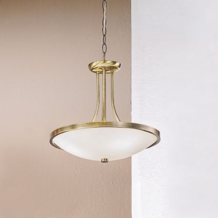 Κρεμαστό φωτιστικό οροφής AIDA 3xE27/60W/230V διάμετρος 39,5 cm ορείχαλκος