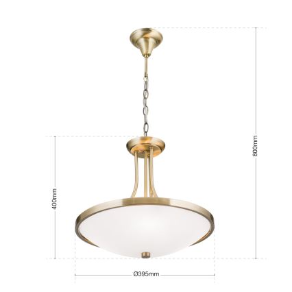Κρεμαστό φωτιστικό οροφής AIDA 3xE27/60W/230V διάμετρος 39,5 cm ορείχαλκος