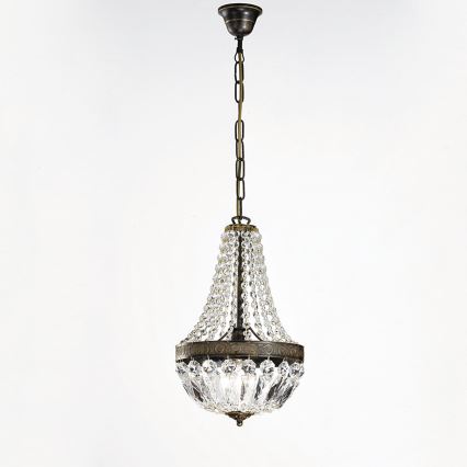 Κρυστάλλινο πολύφωτο με αλυσίδα ARILA 1xE27/60W/230V διάμετρος 25,5 cm καφέ/πατίνα