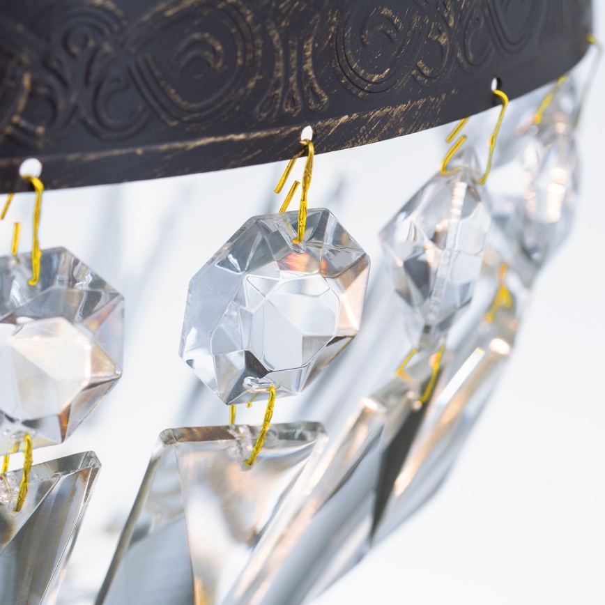 Κρυστάλλινο πολύφωτο με αλυσίδα ARILA 1xE27/60W/230V διάμετρος 25,5 cm καφέ/πατίνα