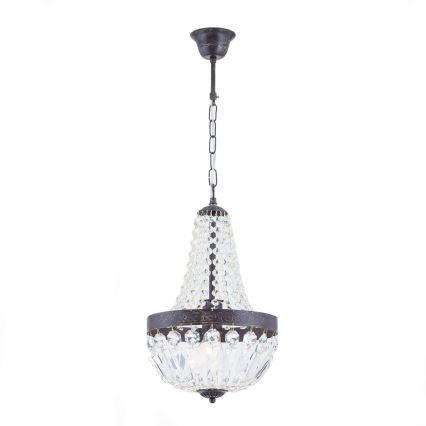Κρυστάλλινο πολύφωτο με αλυσίδα ARILA 1xE27/60W/230V διάμετρος 25,5 cm καφέ/πατίνα