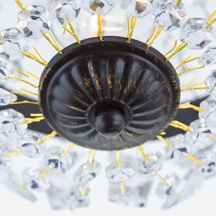 Κρυστάλλινο πολύφωτο με αλυσίδα ARILA 1xE27/60W/230V διάμετρος 25,5 cm καφέ/πατίνα
