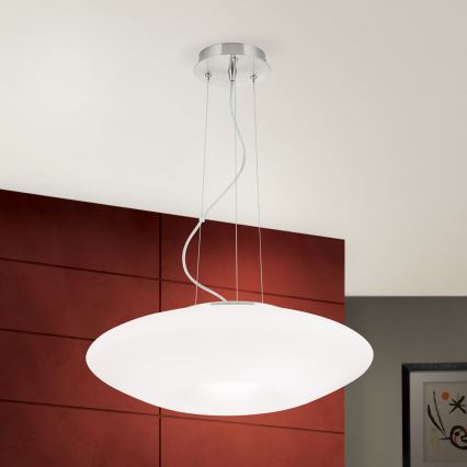 Κρεμαστό φωτιστικό οροφής BLANC 2xE27/60W/230V διάμετρος 49 cm ματ χρώμιο
