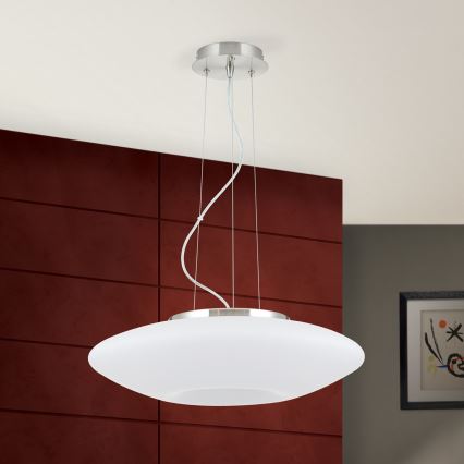 Κρεμαστό φωτιστικό οροφής BLANC 2xE27/60W/230V διάμετρος 49 cm ματ χρώμιο