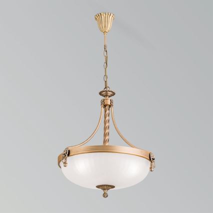 Κρεμαστό φωτιστικό οροφής ROCCA 3xE27/60W/230V διάμετρος 42 cm μπρονζέ/λευκό