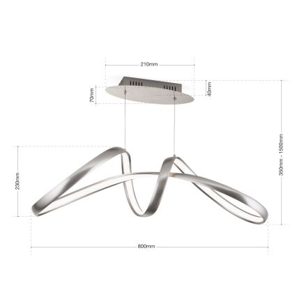 Led Dimmable κρεμαστό φωτιστικό οροφής CIRCUS LED/36W/230V ασημί