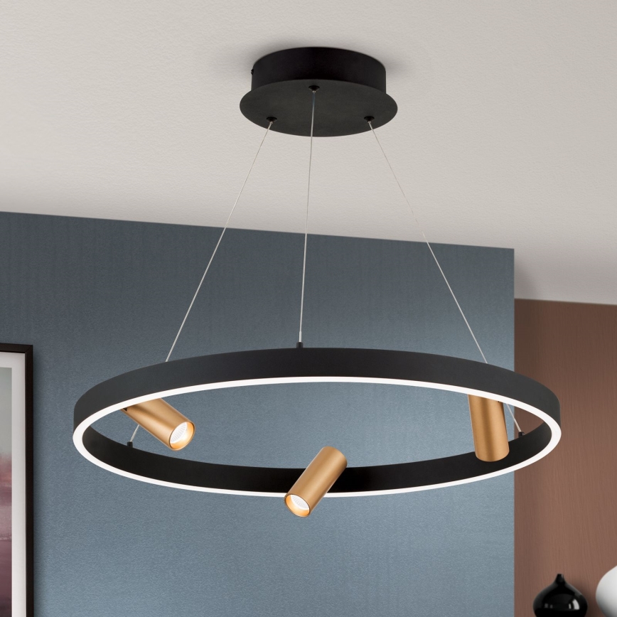 Led Dimmable κρεμαστό φωτιστικό οροφής BERLIN LED/50W/230V μαύρο/χρυσό