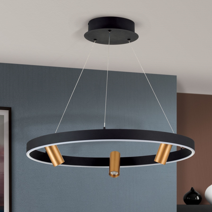 Led Dimmable κρεμαστό φωτιστικό οροφής BERLIN LED/50W/230V μαύρο/χρυσό