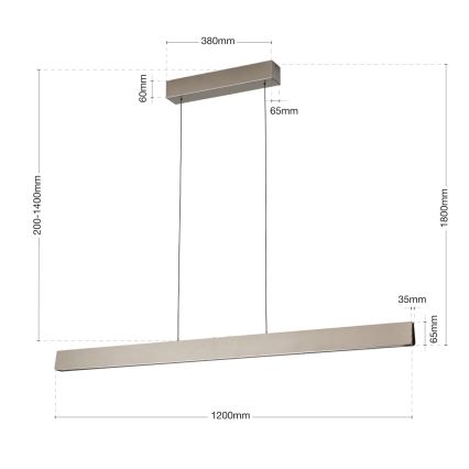 Led Dimmable κρεμαστό φωτιστικό οροφής TARA LED/44W/230V 2700/3800/4500/5700K ματ χρώμιο