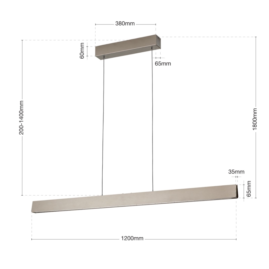 Led Dimmable κρεμαστό φωτιστικό οροφής TARA LED/44W/230V 2700/3800/4500/5700K ματ χρώμιο