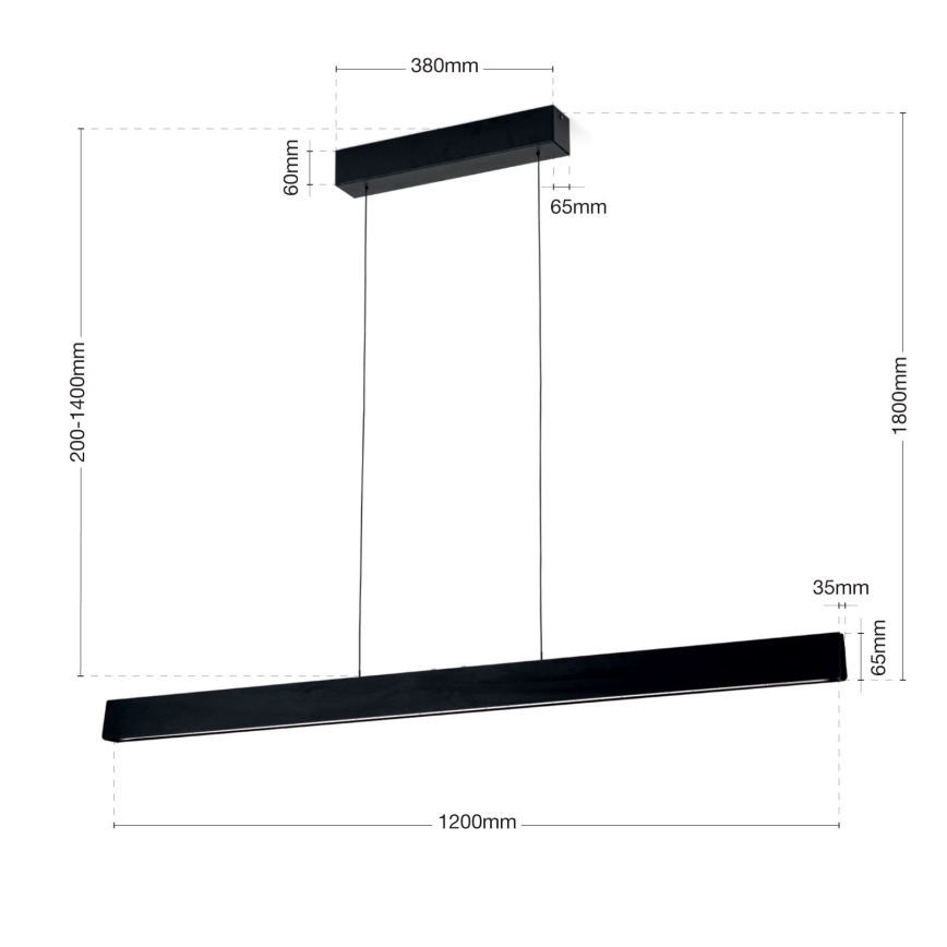 Led Dimmable κρεμαστό φωτιστικό οροφής TARA LED/44W/230V 2700/3800/4500/5700K μαύρο