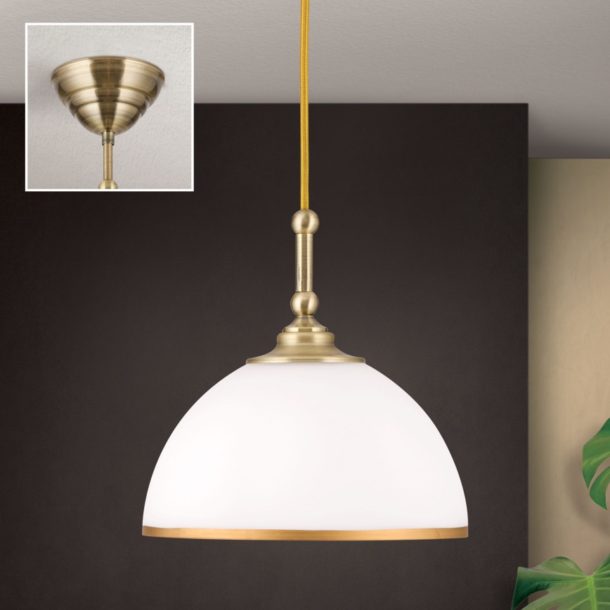 Κρεμαστό φωτιστικό οροφής OLD LAMP 1xE27/40W/230V λευκό/ορείχαλκος