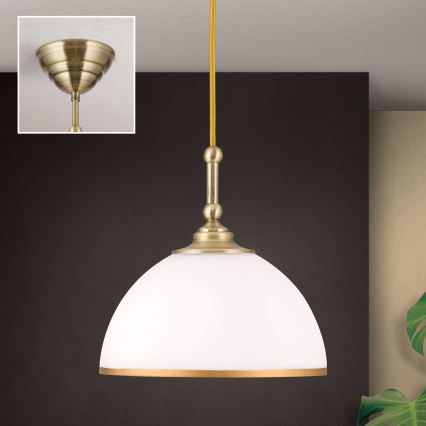 Κρεμαστό φωτιστικό οροφής OLD LAMP 1xE27/40W/230V λευκό/ορείχαλκος