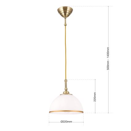 Κρεμαστό φωτιστικό οροφής OLD LAMP 1xE27/40W/230V λευκό/ορείχαλκος