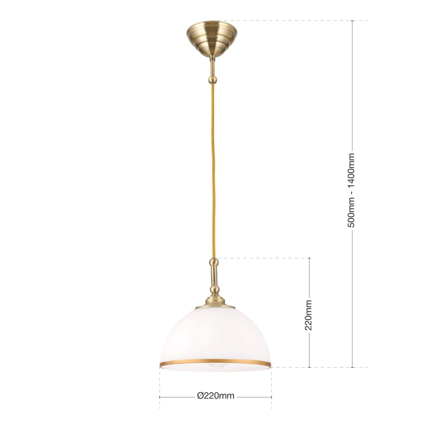 Κρεμαστό φωτιστικό οροφής OLD LAMP 1xE27/40W/230V λευκό/ορείχαλκος