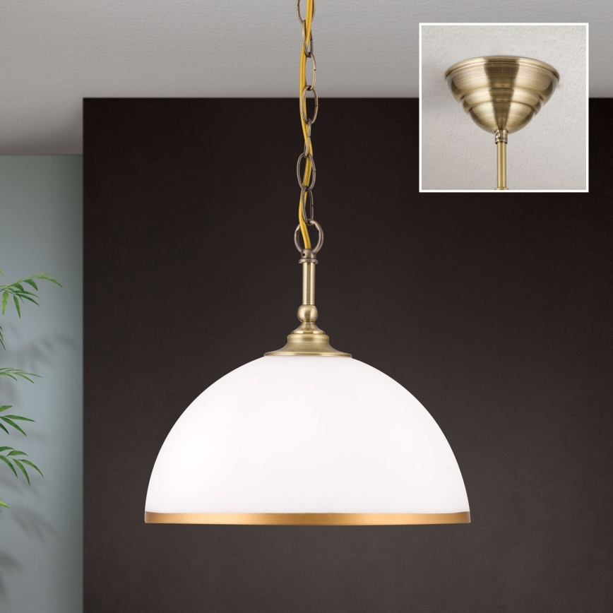 Κρεμαστό φωτιστικό οροφής OLD LAMP 1xE27/40W/230V διάμετρος 30 cm λευκό/ορείχαλκος