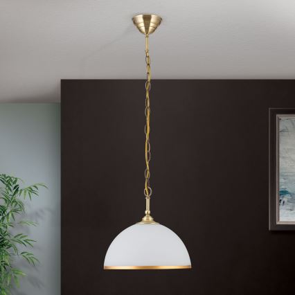 Κρεμαστό φωτιστικό οροφής OLD LAMP 1xE27/40W/230V διάμετρος 30 cm λευκό/ορείχαλκος