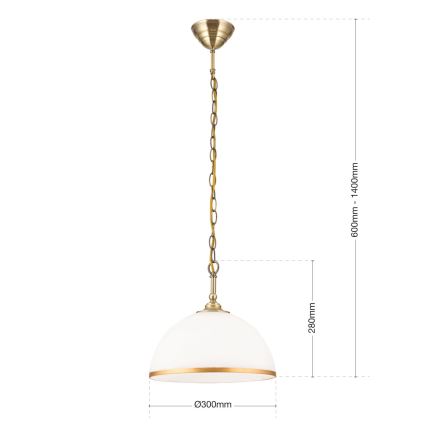 Κρεμαστό φωτιστικό οροφής OLD LAMP 1xE27/40W/230V διάμετρος 30 cm λευκό/ορείχαλκος
