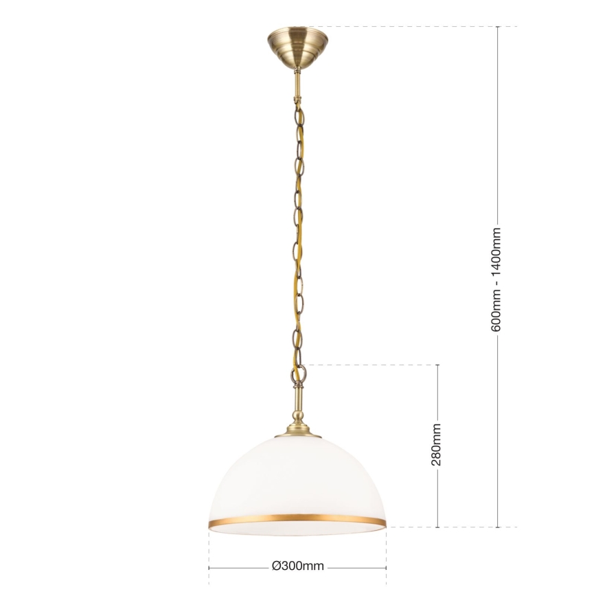 Κρεμαστό φωτιστικό οροφής OLD LAMP 1xE27/40W/230V διάμετρος 30 cm λευκό/ορείχαλκος