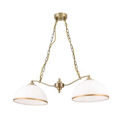 Κρεμαστό φωτιστικό οροφής OLD LAMP 2xE27/40W/230V λευκό/ορείχαλκος