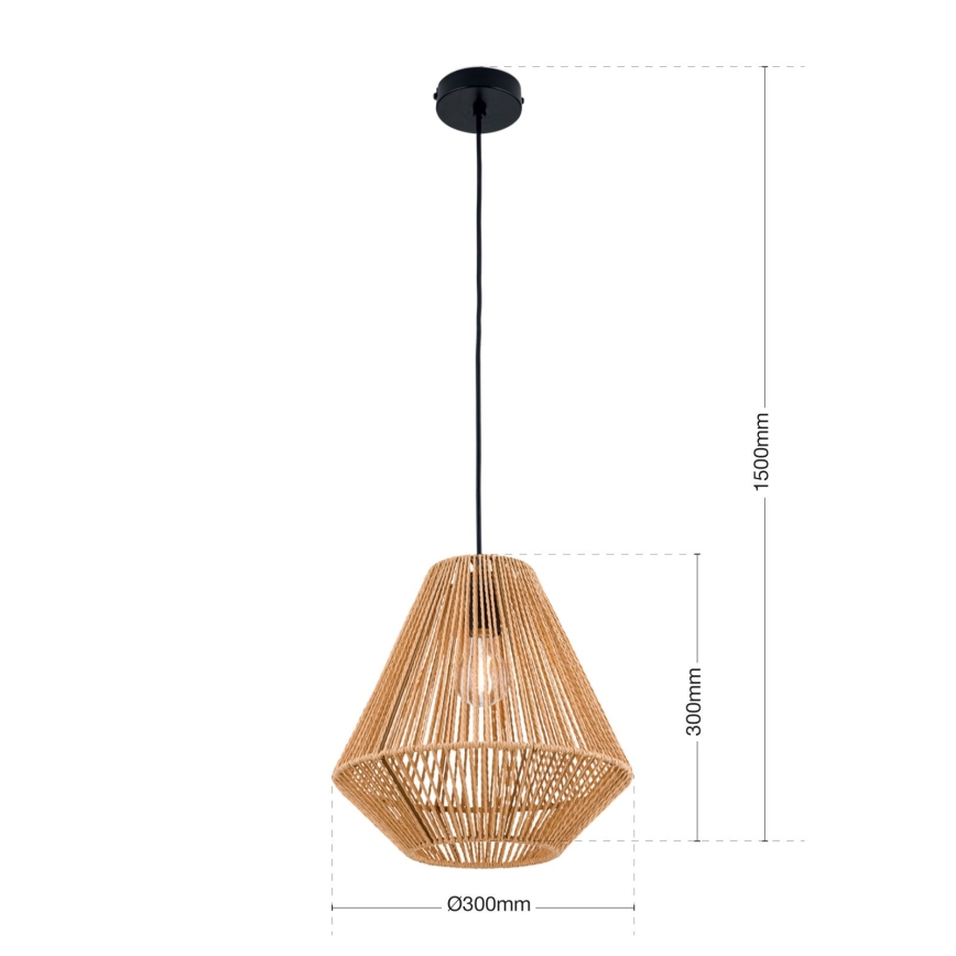 Κρεμαστό φωτιστικό οροφής JUNGLE 1xE27/40W/230V διάμετρος 31 cm hemp