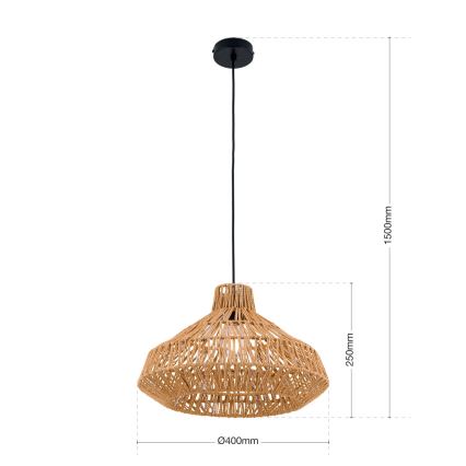 Κρεμαστό φωτιστικό οροφής BASKET 1xE27/40W/230V διάμετρος 40 cm hemp