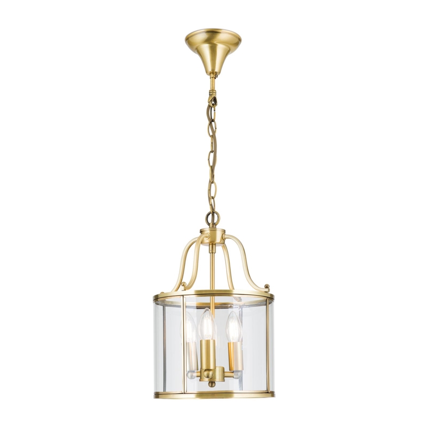 Κρεμαστό φωτιστικό με αλυσίδα BRUNO 3xE14/40W/230V Ø 25 εκ. χρυσό