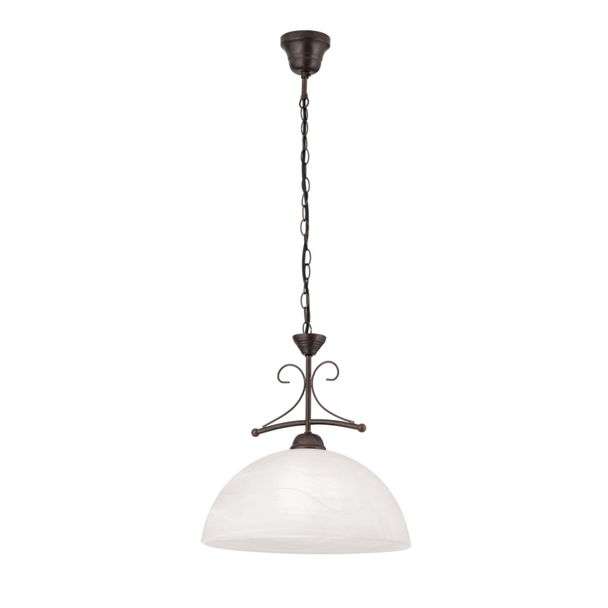 Κρεμαστό φωτιστικό με αλυσίδα RULA 1xE27/40W/230V διάμ. 35 cm λευκό/μπρονζέ