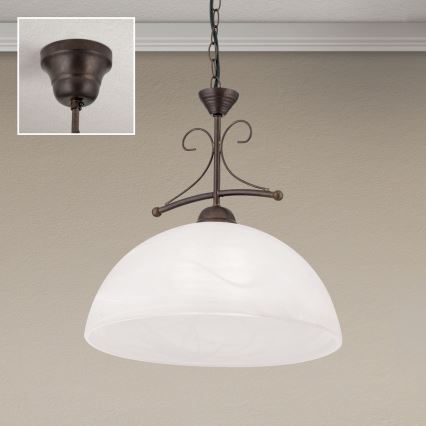 Κρεμαστό φωτιστικό με αλυσίδα RULA 1xE27/40W/230V διάμ. 35 cm λευκό/μπρονζέ