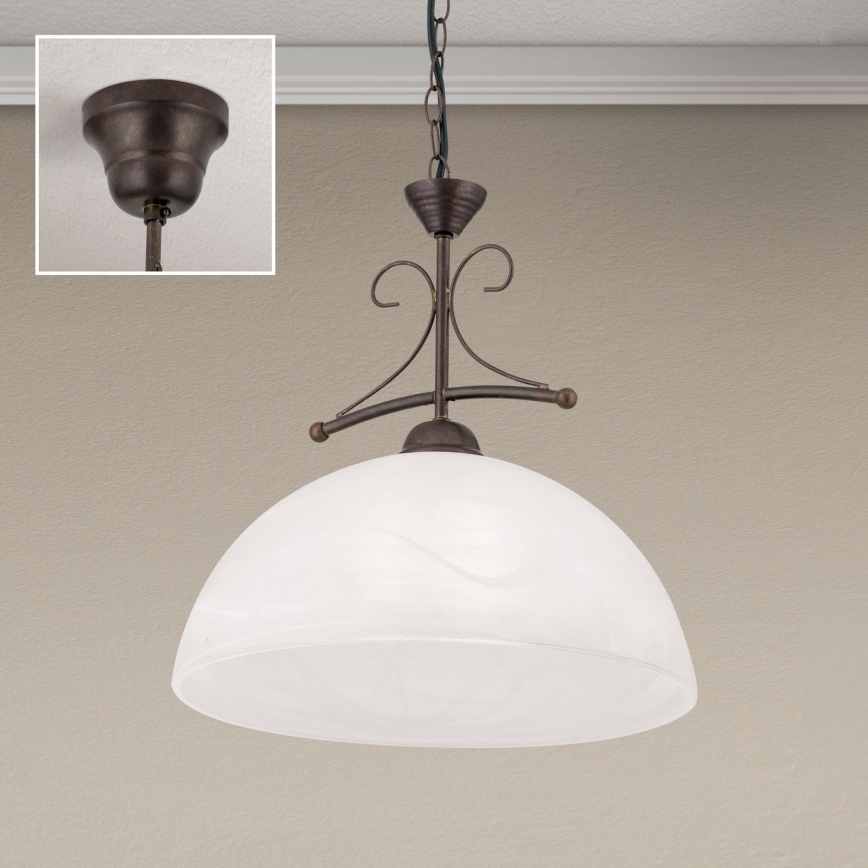 Κρεμαστό φωτιστικό με αλυσίδα RULA 1xE27/40W/230V διάμ. 35 cm λευκό/μπρονζέ
