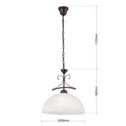 Κρεμαστό φωτιστικό με αλυσίδα RULA 1xE27/40W/230V διάμ. 35 cm λευκό/μπρονζέ