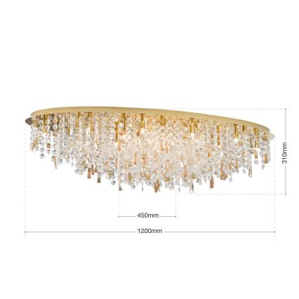 Κρυστάλλινο φωτιστικό οροφής CRYSTALRIVER 21xG9/40W/230V χρυσό