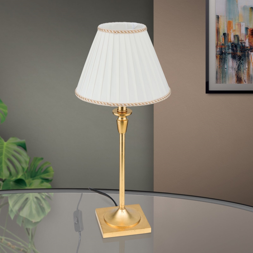Eπιτραπέζιο φωτιστικό FONSA 1xE27/60W/230V 61 cm λευκό/χρυσό