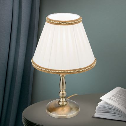 Eπιτραπέζιο φωτιστικό TONIA 1xE27/60W/230V διάμετρος 25 cm λευκό/μπρονζέ