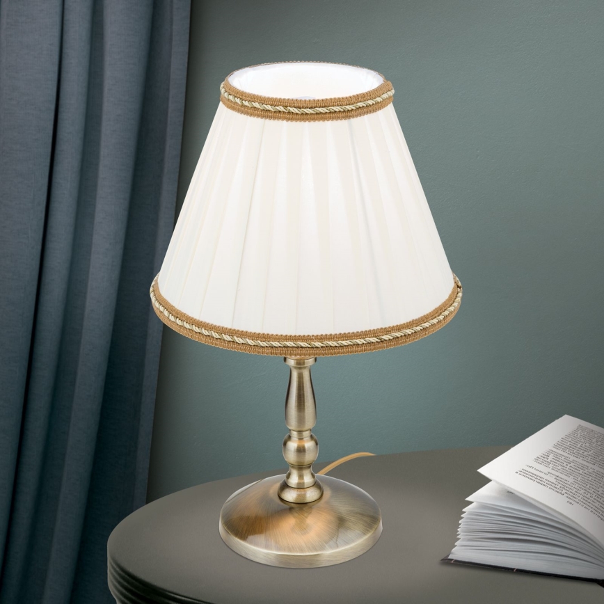 Eπιτραπέζιο φωτιστικό TONIA 1xE27/60W/230V διάμετρος 25 cm λευκό/μπρονζέ