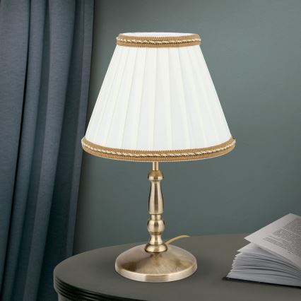 Eπιτραπέζιο φωτιστικό TONIA 1xE27/60W/230V διάμετρος 25 cm λευκό/μπρονζέ