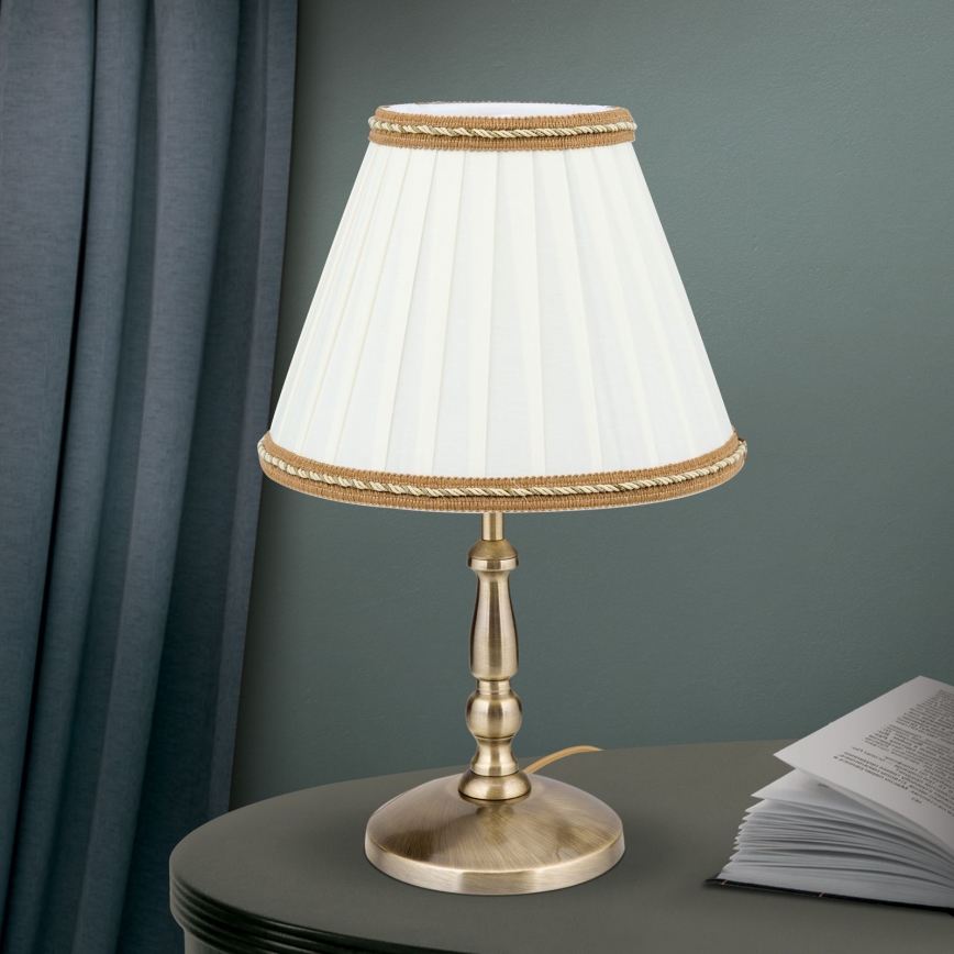 Eπιτραπέζιο φωτιστικό TONIA 1xE27/60W/230V διάμετρος 25 cm λευκό/μπρονζέ