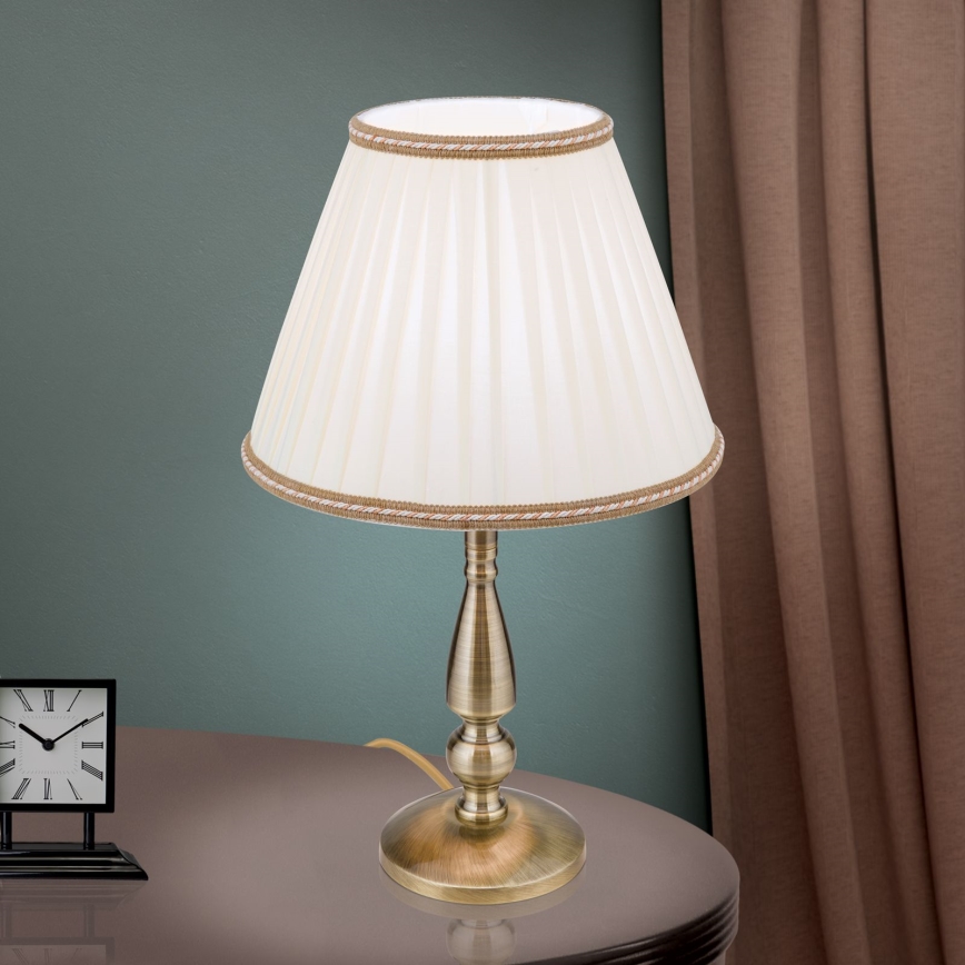 Eπιτραπέζιο φωτιστικό TONIA 1xE27/60W/230V διάμετρος 30 cm λευκό/μπρονζέ