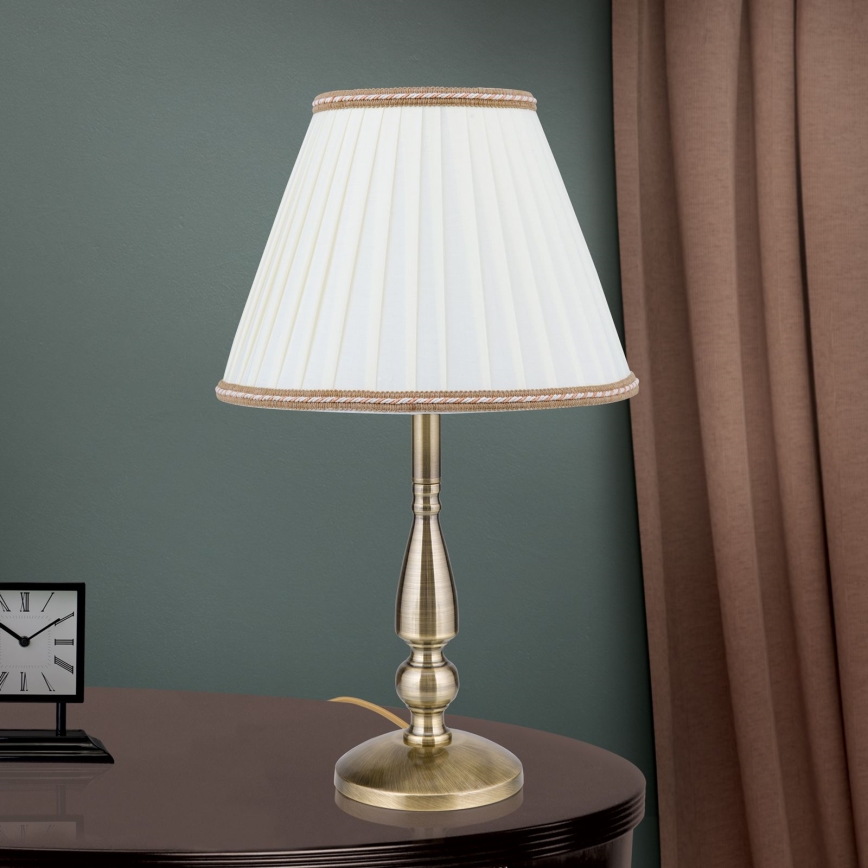 Eπιτραπέζιο φωτιστικό TONIA 1xE27/60W/230V διάμετρος 30 cm λευκό/μπρονζέ