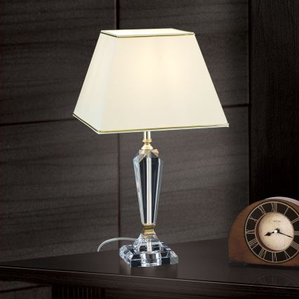 Επιτραπέζια κρυστάλλινη λάμπα VERONIQUE 1xE27/60W/230V κρεμ/χρυσό
