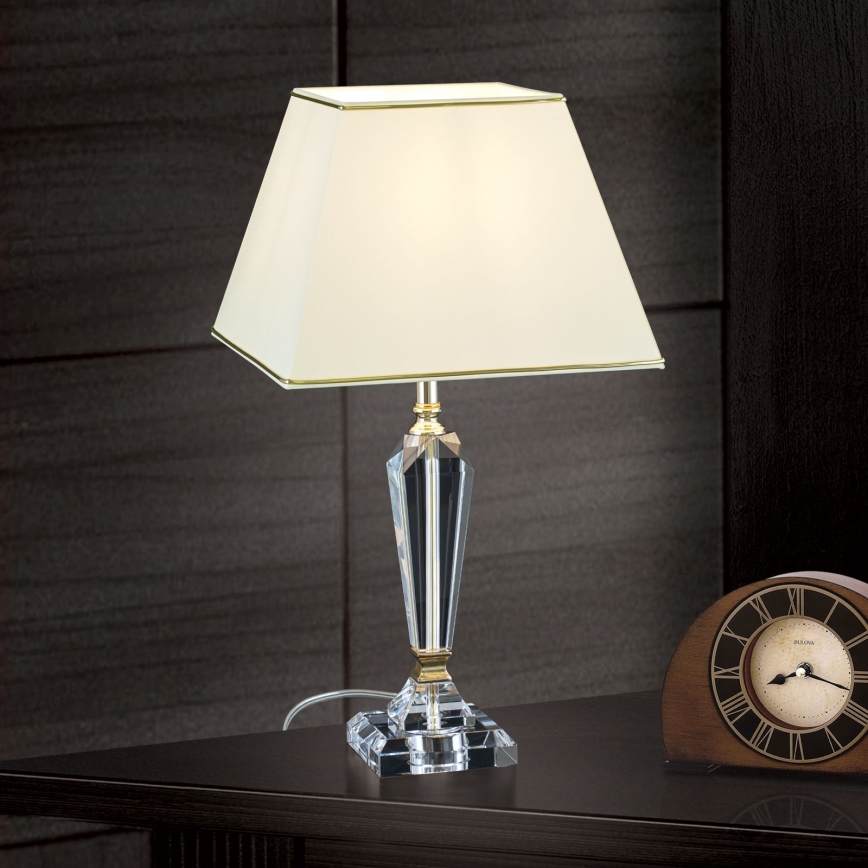 Επιτραπέζια κρυστάλλινη λάμπα VERONIQUE 1xE27/60W/230V κρεμ/χρυσό