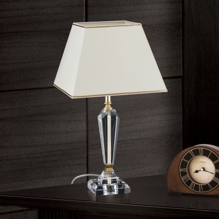 Επιτραπέζια κρυστάλλινη λάμπα VERONIQUE 1xE27/60W/230V κρεμ/χρυσό