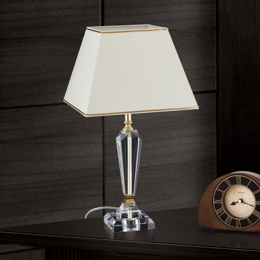 Επιτραπέζια κρυστάλλινη λάμπα VERONIQUE 1xE27/60W/230V κρεμ/χρυσό