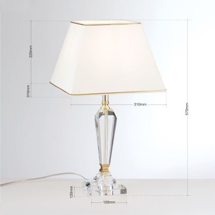 Επιτραπέζια κρυστάλλινη λάμπα VERONIQUE 1xE27/60W/230V κρεμ/χρυσό