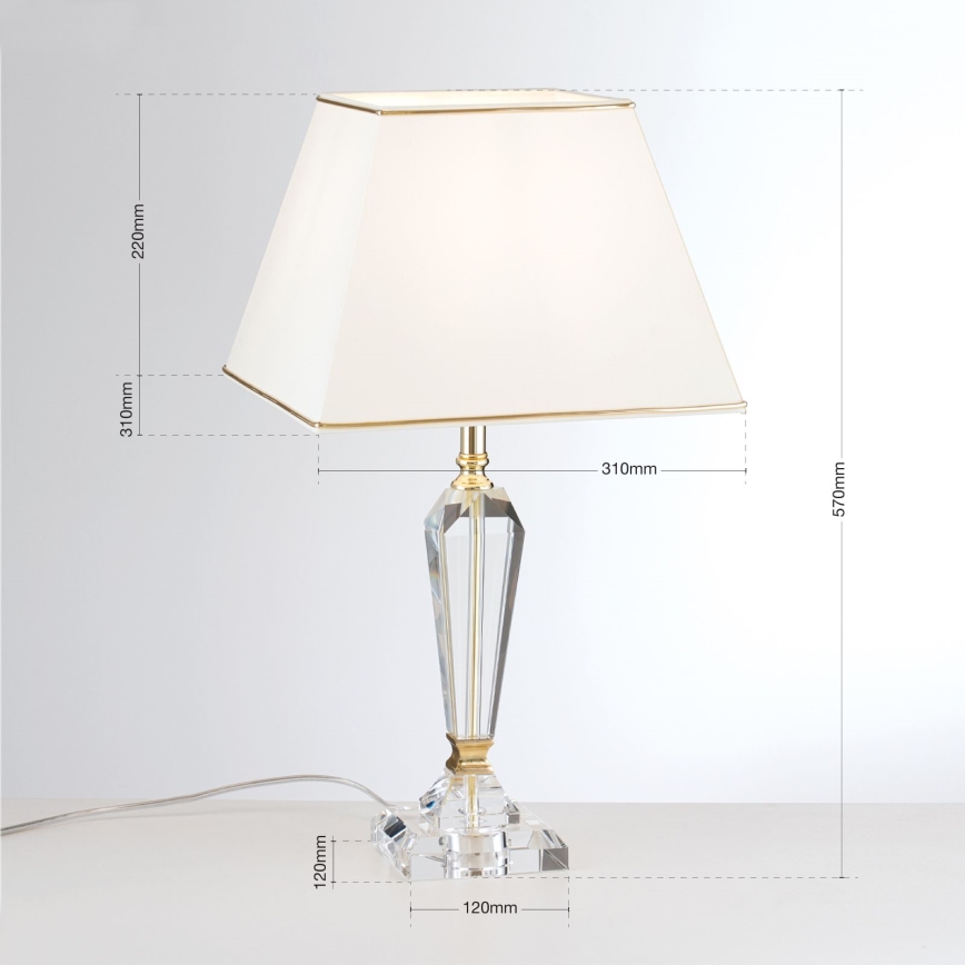 Επιτραπέζια κρυστάλλινη λάμπα VERONIQUE 1xE27/60W/230V κρεμ/χρυσό